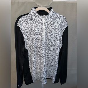 Antigua Men’s Active Long Sleeve Mock Neck Black/White Filter Pattern LARGE